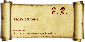 Hain Ruben névjegykártya